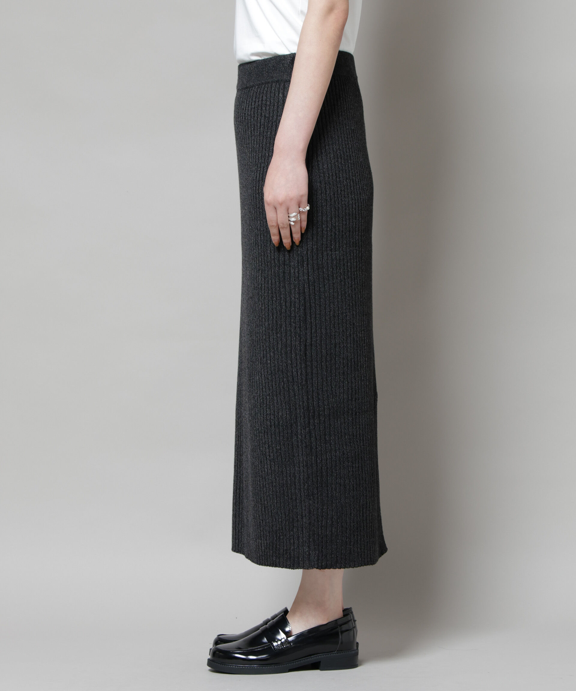  「メランジリブタイトスカート(セットアップ可)」|タイト|