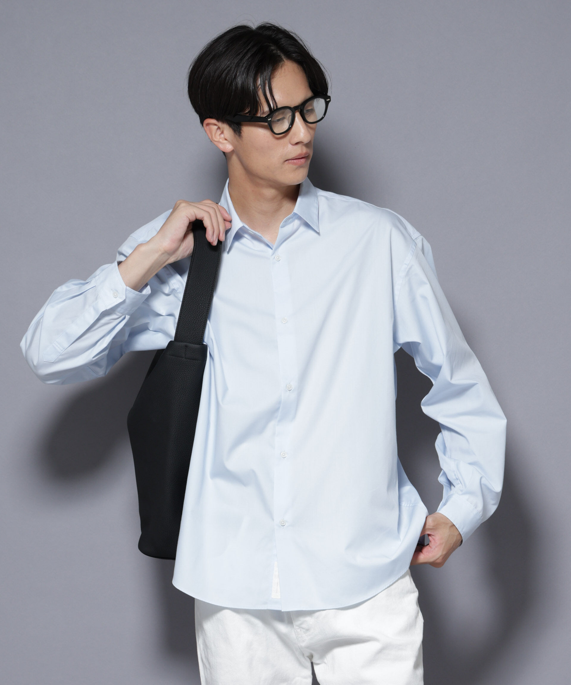 nano･universe「「大人のワイドシャツ」レギュラーカラー 長袖」|シャツ・ブラウス|L.ブルー1