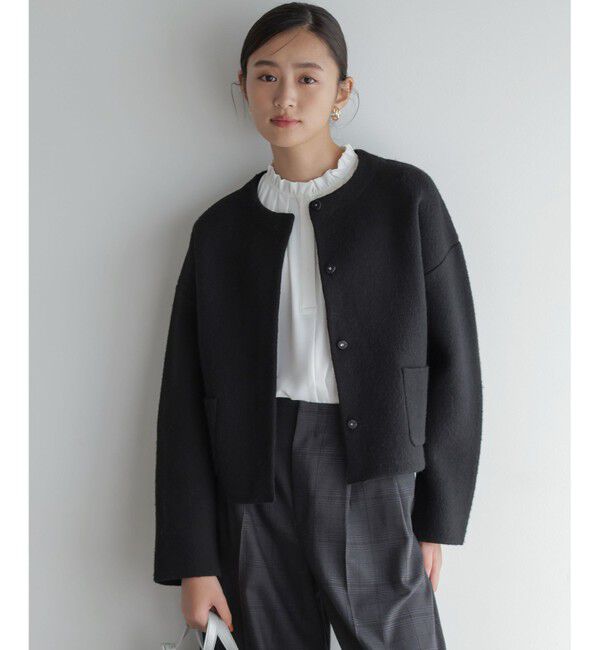 組曲「プレーティングニットアウター ジャケット」|ノーカラージャケット|