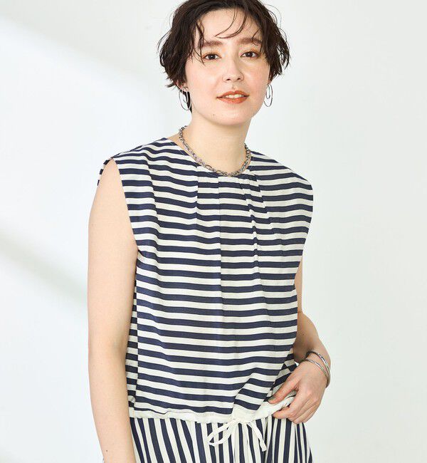 NOLLEY'S「《セットアップ対応》ドビーボーダータックブラウス」|シャツ・ブラウス|