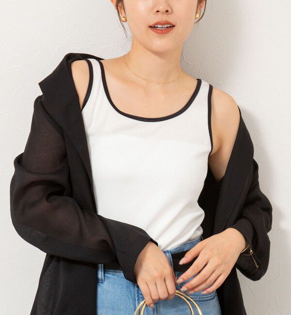 NOLLEY'S「テレコ配色タンクトップ」|タンクトップ|ホワイト