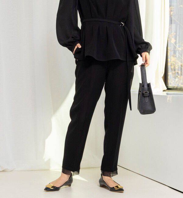 NOLLEY'S「《セットアップ対応》ウォッシャブルダブルクロススリムパンツ」|その他|ブラック