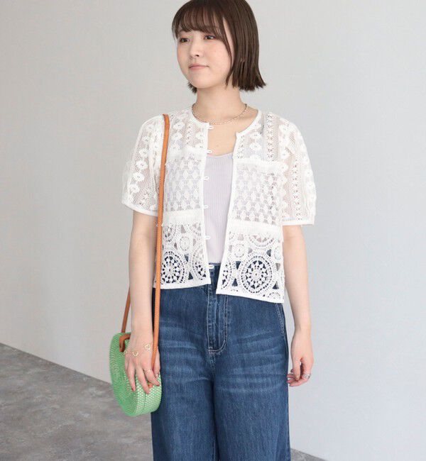 fredy emue「レース切替前開きブラウス」|シャツ・ブラウス|