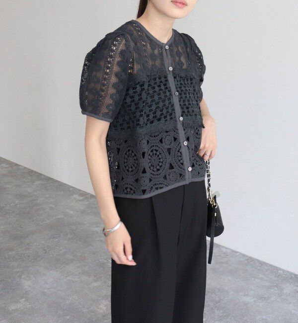 fredy emue「レース切替前開きブラウス」|シャツ・ブラウス|