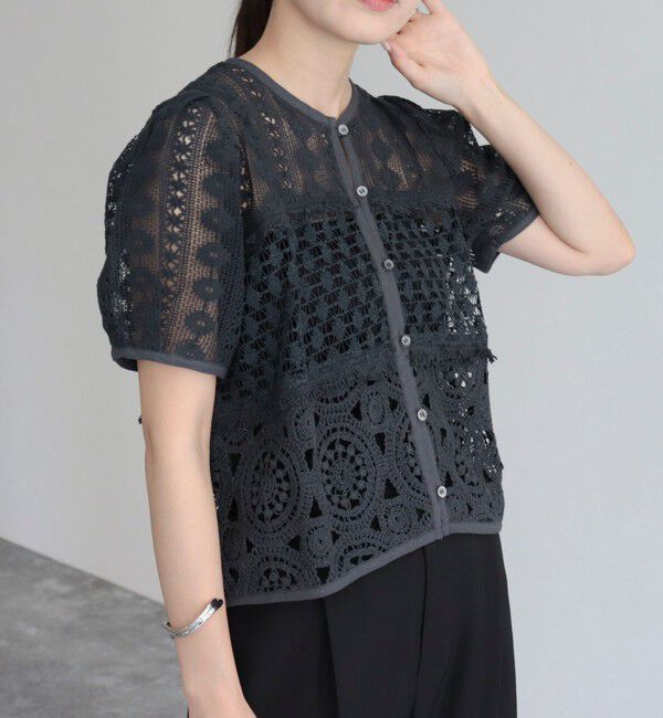 fredy emue「レース切替前開きブラウス」|シャツ・ブラウス|