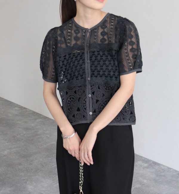 fredy emue「レース切替前開きブラウス」|シャツ・ブラウス|