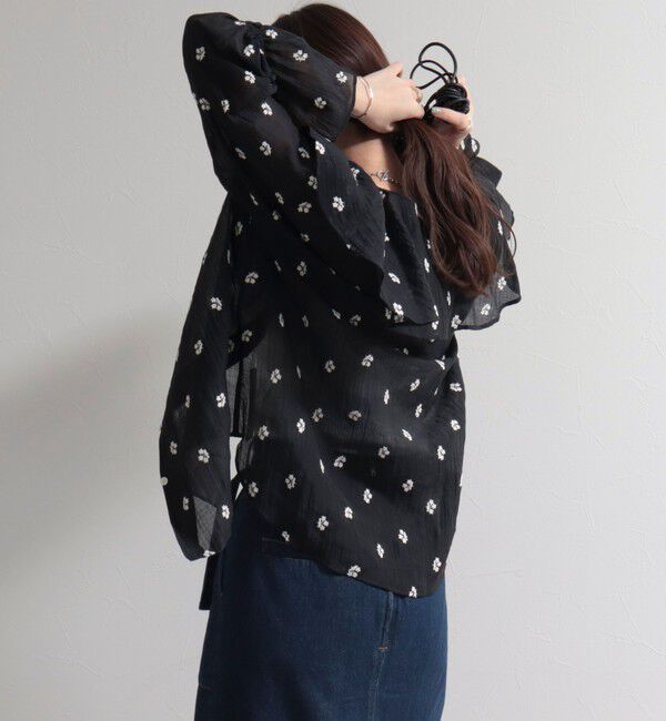 fredy emue「シアー楊柳刺繍ケープブラウス」|シャツ・ブラウス|