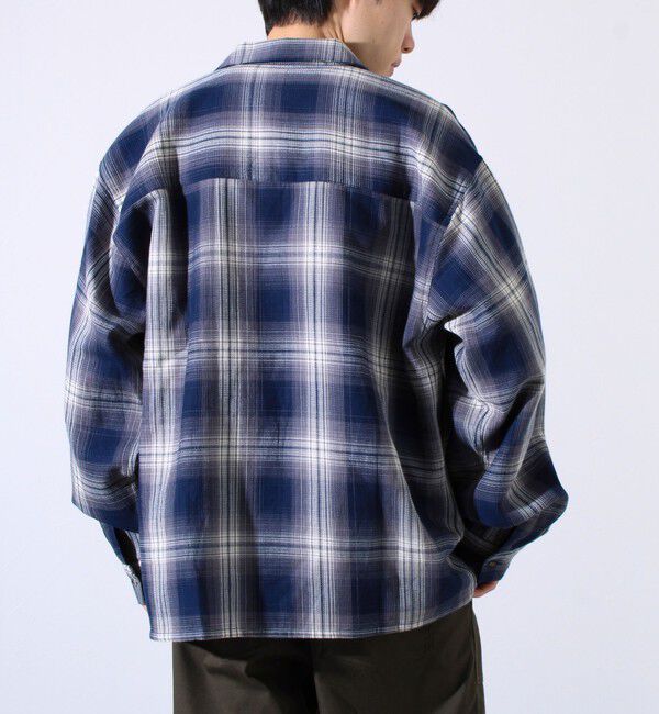 GLOSTER「【残暑にも快適なさらっとシャツ】ワッフルチェック ロングスリーブシャツ オンブレチェック」|シャツ・ブラウス|