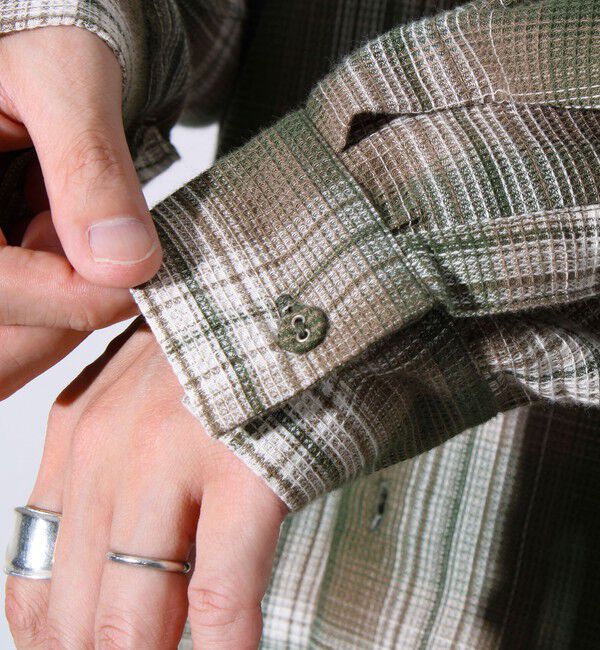 GLOSTER「【残暑にも快適なさらっとシャツ】ワッフルチェック ロングスリーブシャツ オンブレチェック」|シャツ・ブラウス|