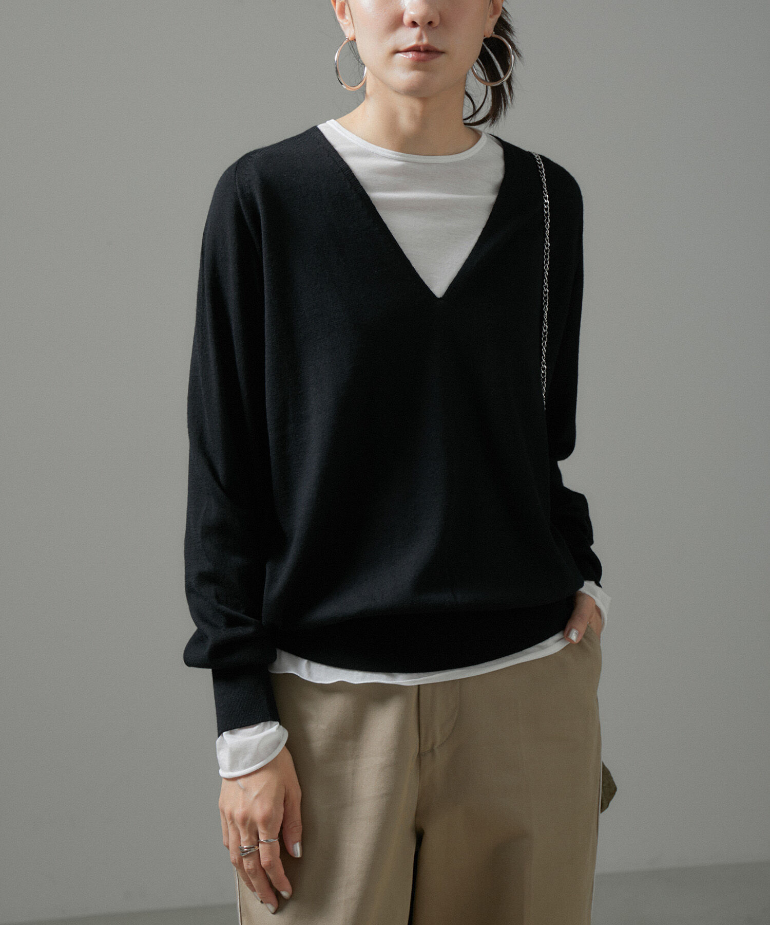 SALON adam et rope'「ウォッシャブルウールVネックプルオーバー」|ニット・セーター|