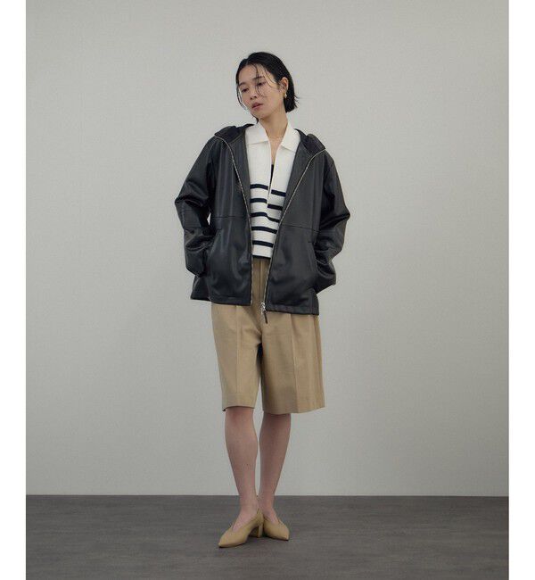 SALON adam et rope'「レザーライクフーデッドパーカー」|ブルゾン・スタジャン|