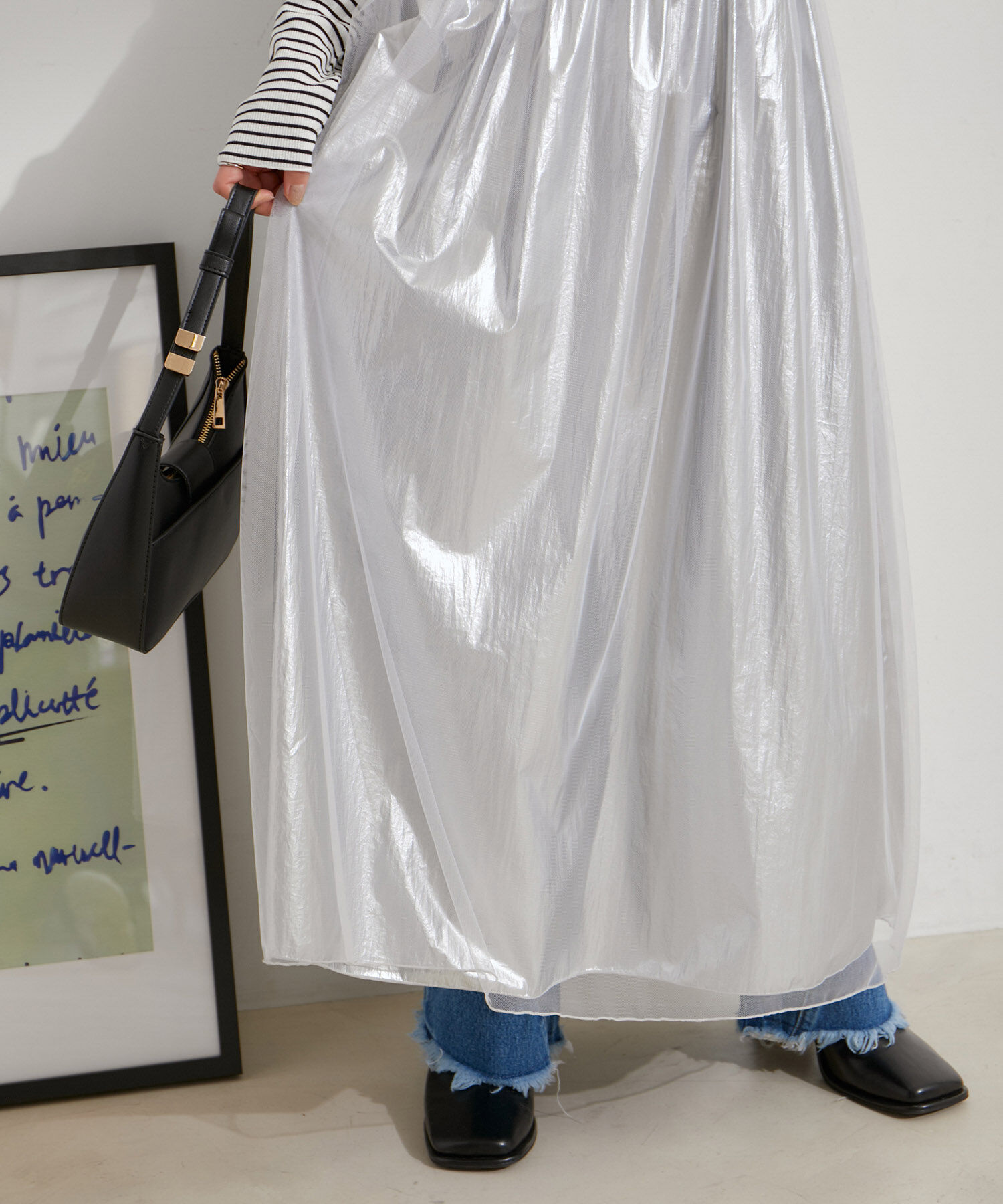 VIS「【2WAY】メタリック重ねチュールワンピース【洗える】」|ワンピース|