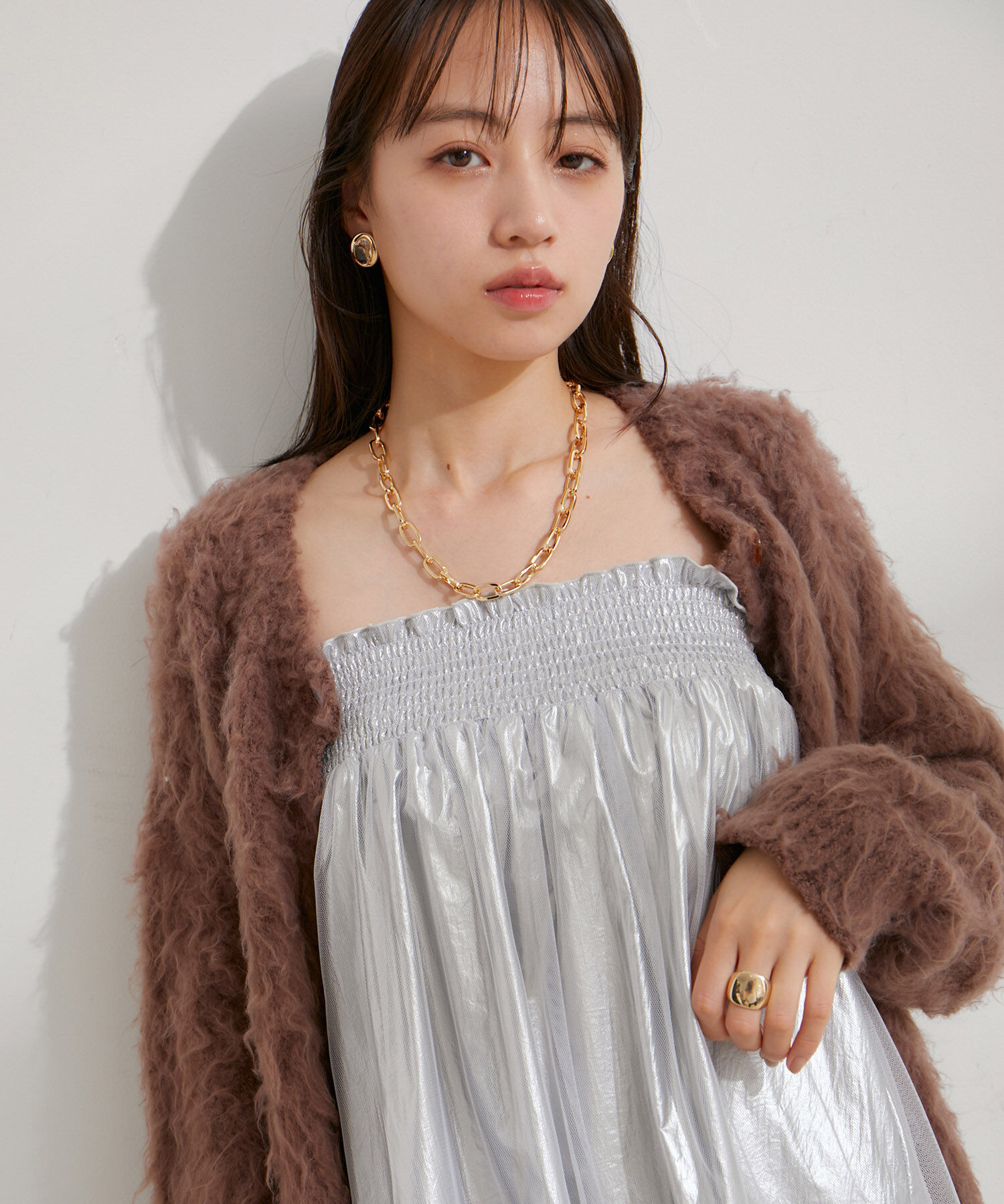 VIS「【2WAY】メタリック重ねチュールワンピース【洗える】」|ワンピース|