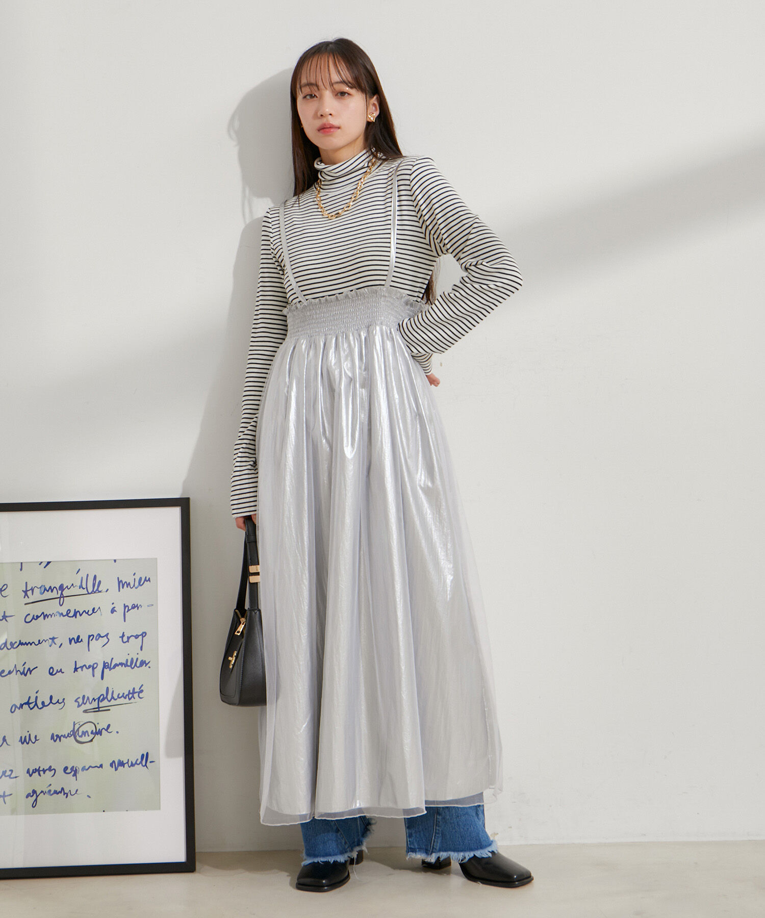 VIS「【2WAY】メタリック重ねチュールワンピース【洗える】」|ワンピース|