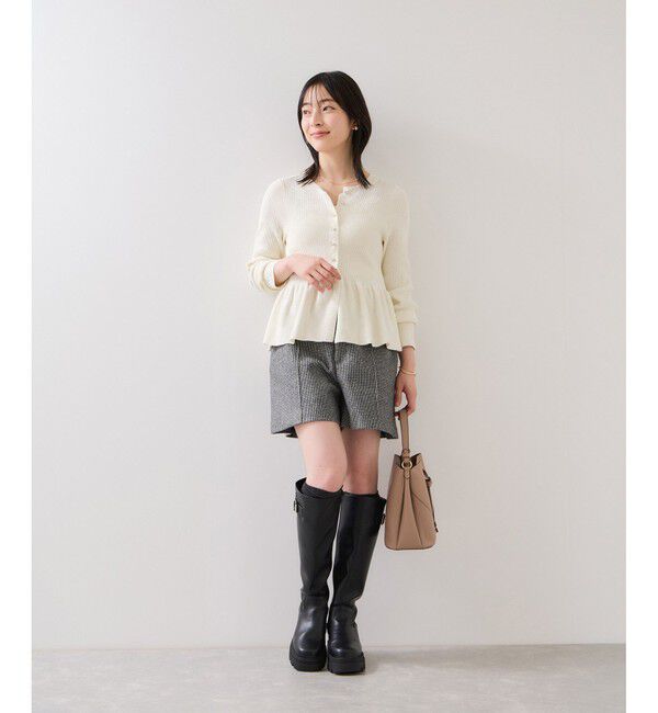 VIS「ペプラム切替モールニットカーディガン/イージーケア」|カーディガン|