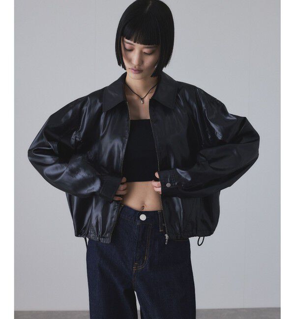 ADAM ET ROPE'「レザーライクサテンブルゾン」|ブルゾン・スタジャン|