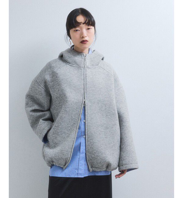 ADAM ET ROPE'「【WEB限定】メランジボンディングフーディーブルゾン」|ブルゾン・スタジャン|