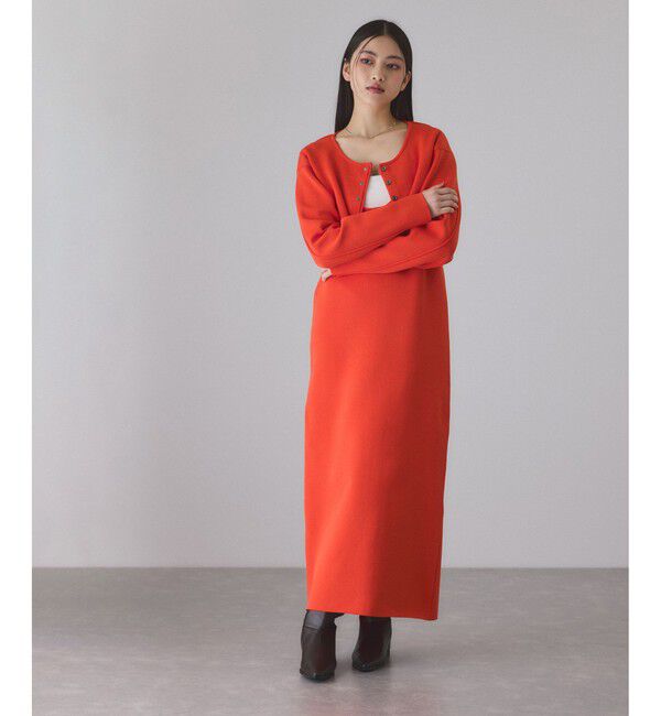 ADAM ET ROPE'「フォルムカーディガンセットワンピース」|ワンピース|オレンジ系(74)