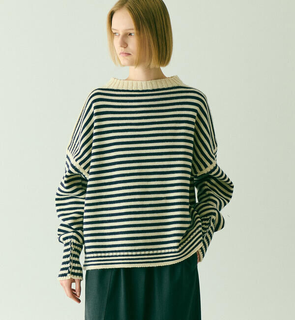  「Le Tricoteur | クロップド ガンジーセーター WOMEN」|ニット・セーター|