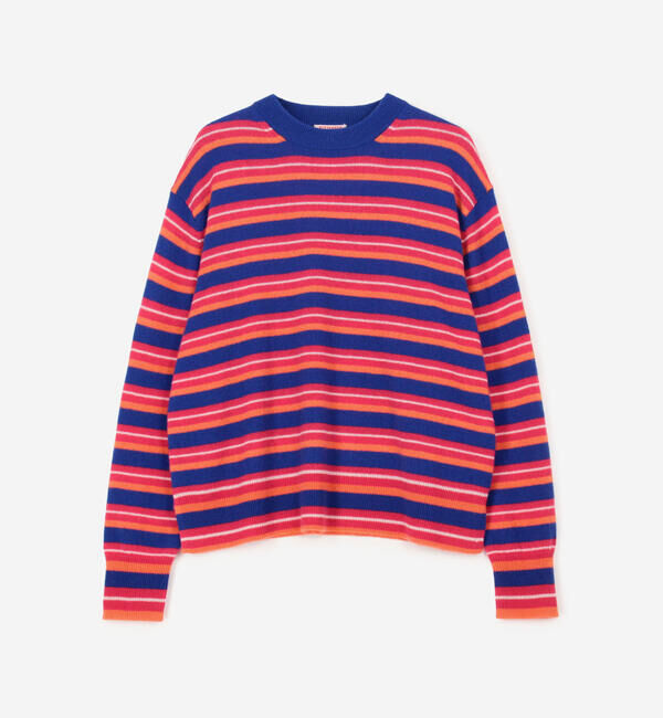  「RYE TENDER | 〈別注〉マルチボーダー 長袖 クルーネックニット WOMEN」|ニット・セーター|C