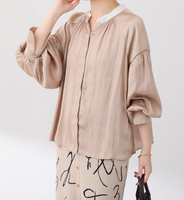  「配色サテンブラウス」|シャツ・ブラウス|
