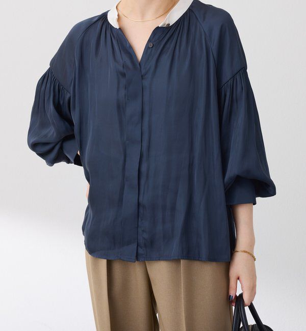  「配色サテンブラウス」|シャツ・ブラウス|