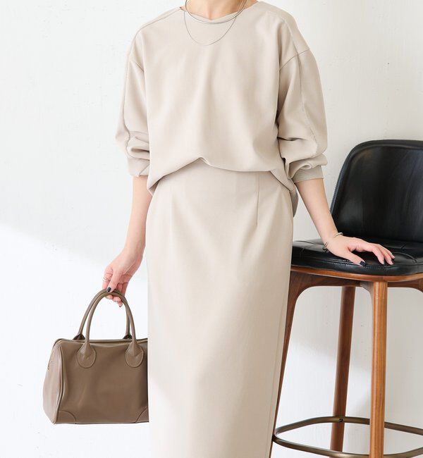  「ビーズラインカットセットアップ」|ワンピース|グレージュ