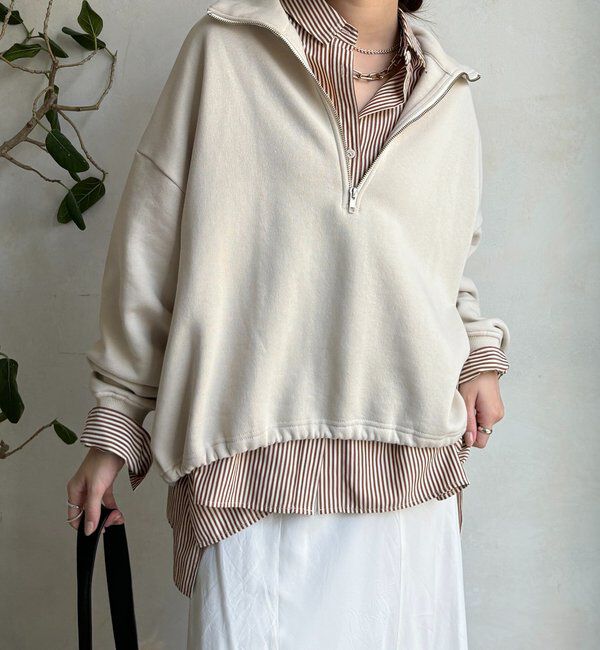  「裏起毛ドロストハーフジッププルオーバー」|Tシャツ・カットソー|