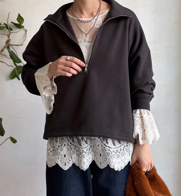  「裏起毛ドロストハーフジッププルオーバー」|Tシャツ・カットソー|