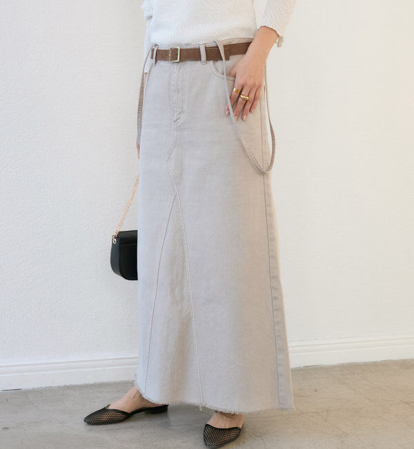  「【MONN.:.(モン)】LOOSE DENIM SKIRT」|スカート|