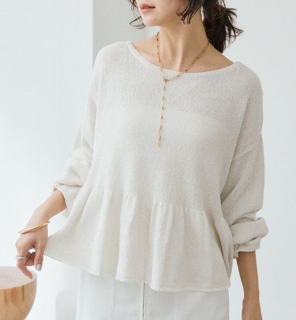  「予約【大人の甘さを演出】ルーズペプラムニット」|ニット・セーター|エクリュ