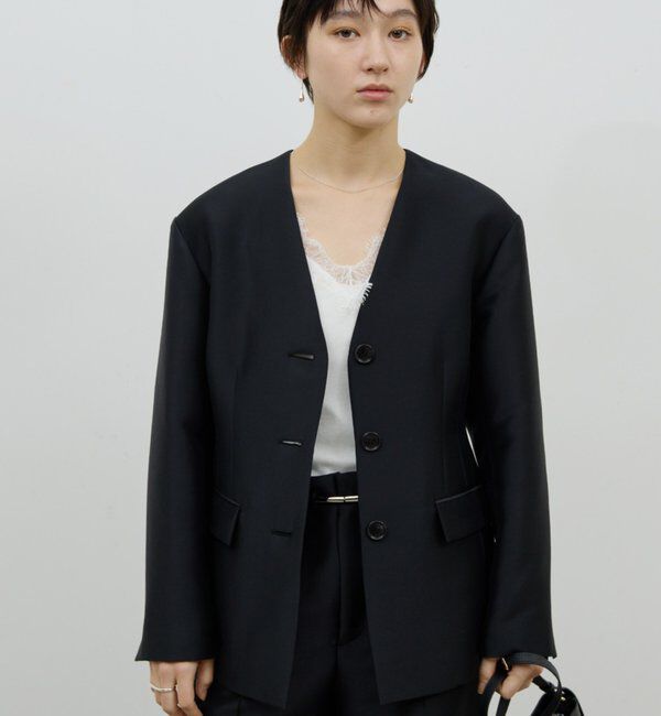  「【セットアップ対応】シルキーダブルクロスジャケット」|その他|ブラック