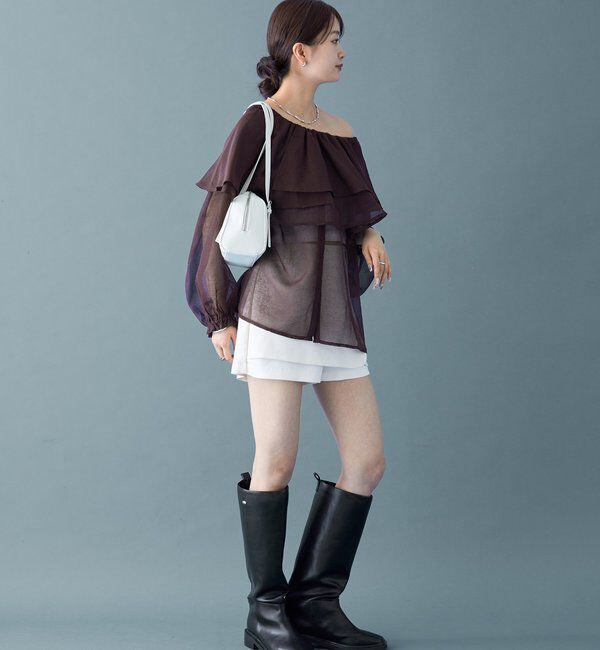  「シアーフリル長袖ブラウス」|シャツ・ブラウス|