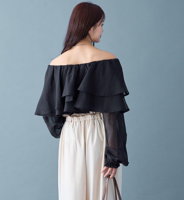  「シアーフリル長袖ブラウス」|シャツ・ブラウス|