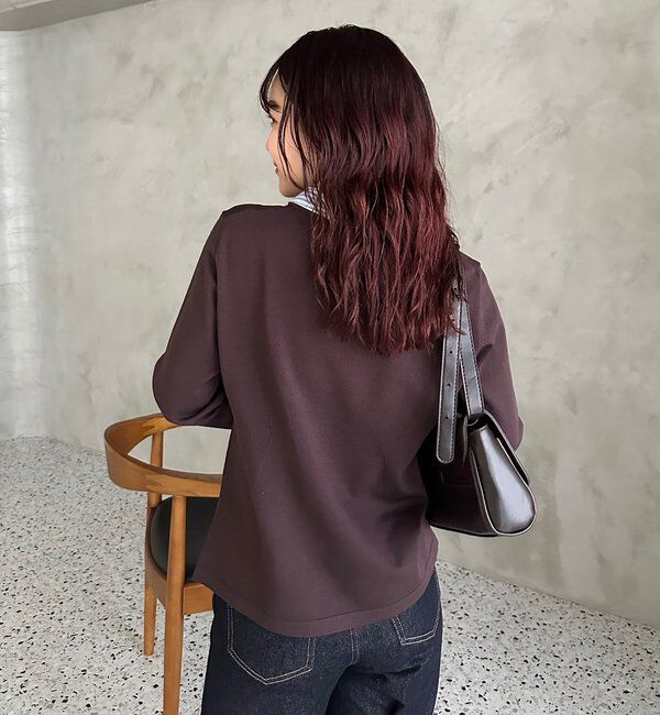  「【＠___s_m17企画】ストライプ付け襟配色ニット」|Tシャツ・カットソー|