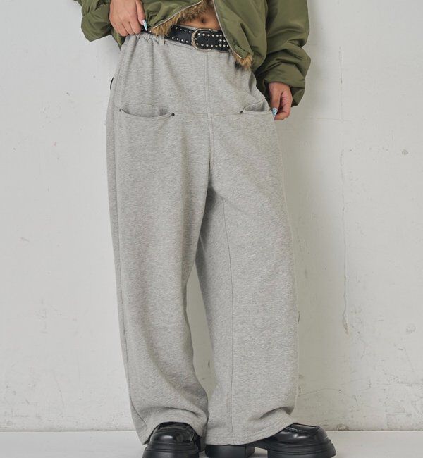  「【低身長・高身長対応】SLASH POCKET SWEAT EASY PANTS」|チノ|グレー