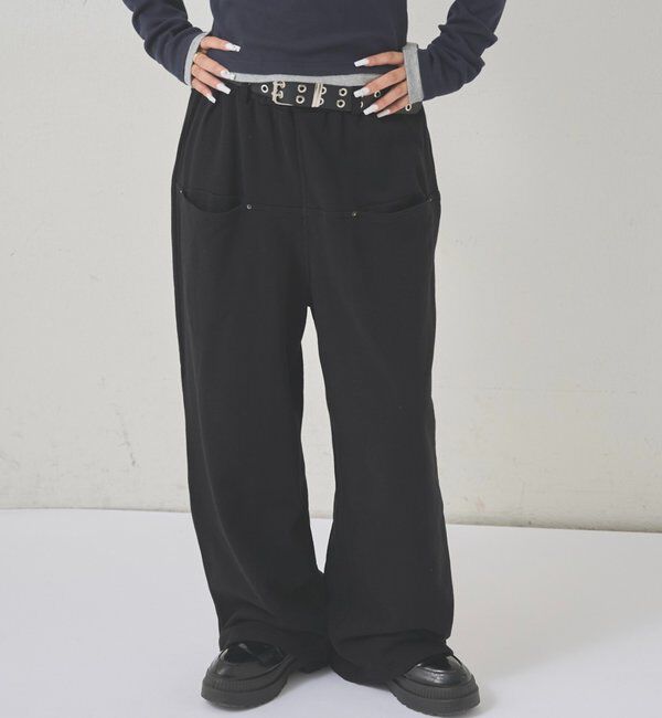 「【低身長・高身長対応】SLASH POCKET SWEAT EASY PANTS」|チノ|