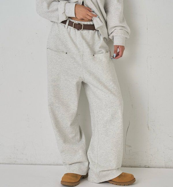  「【低身長・高身長対応】SLASH POCKET SWEAT EASY PANTS」|チノ|ライトグレー