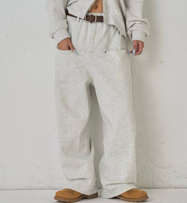  「【低身長・高身長対応】SLASH POCKET SWEAT EASY PANTS」|チノ|