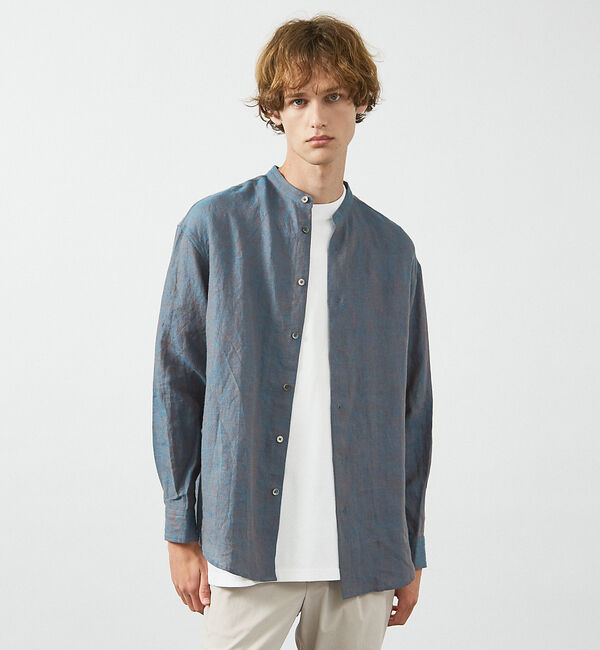 ABAHOUSE「【LUXE Linen Solaro】バンドカラー リネンシャツ」|シャツ・ブラウス|