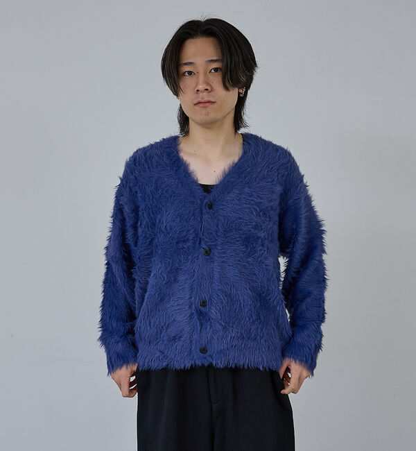 ABAHOUSE「【AH ABAHOUSE】ロングシャギー ニットカーディガン」|カーディガン|ブルー