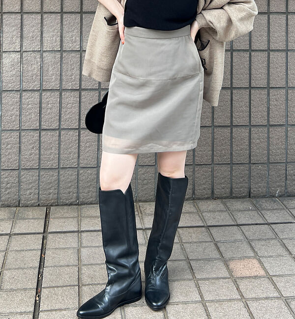 Rouge vif「シアーレイヤードサテンミニスカート」|スカート|ベージュ