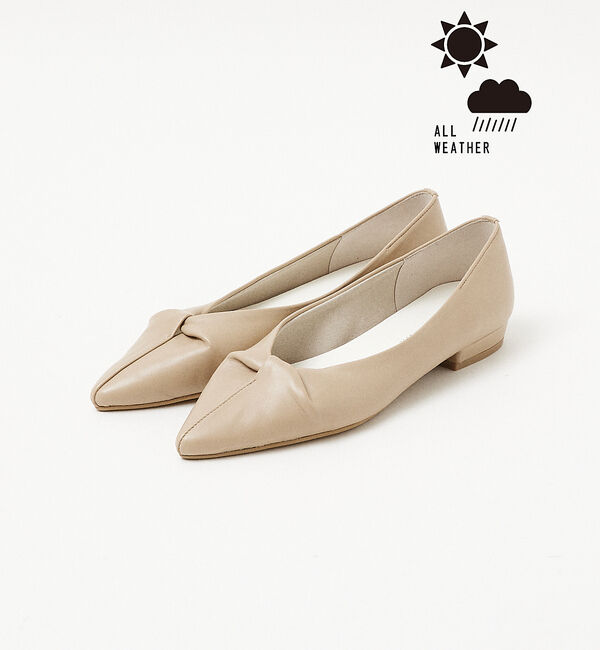 AU BANNISTER「【晴雨兼用】ツイストフラットパンプス」|レインシューズ|ベージュ