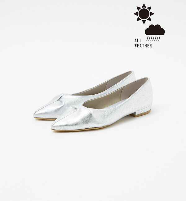 AU BANNISTER「【晴雨兼用】ツイストフラットパンプス」|レインシューズ|シルバー