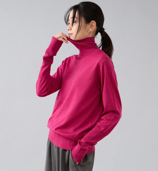 Liesse「ウォッシャブルウールタートルニット」|ニット・セーター|ピンク