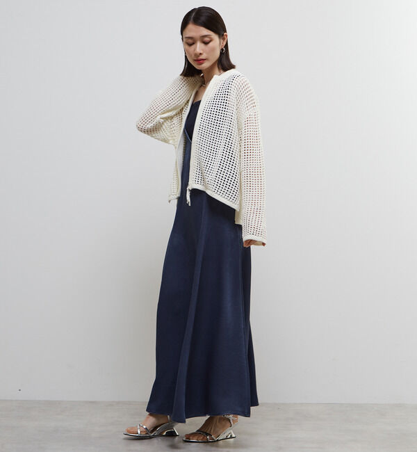 Soffitto「ジップ付きメッシュ編みニットカーディガン」|カーディガン|