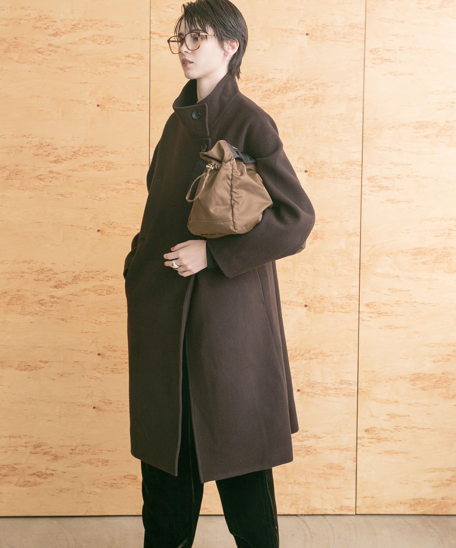 URBAN RESEARCH「スーパー100ウールスタンドカラーコート」|ノーカラーコート|