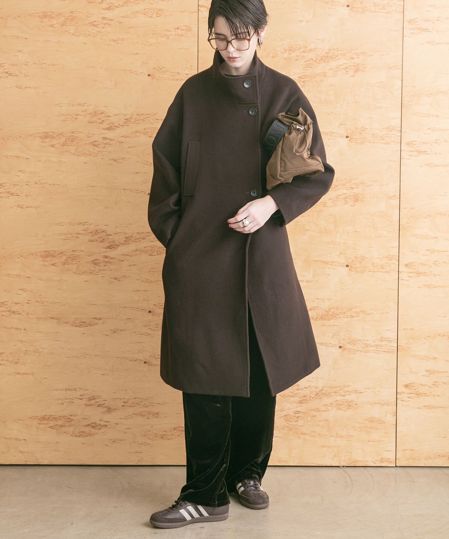 URBAN RESEARCH「スーパー100ウールスタンドカラーコート」|ノーカラーコート|