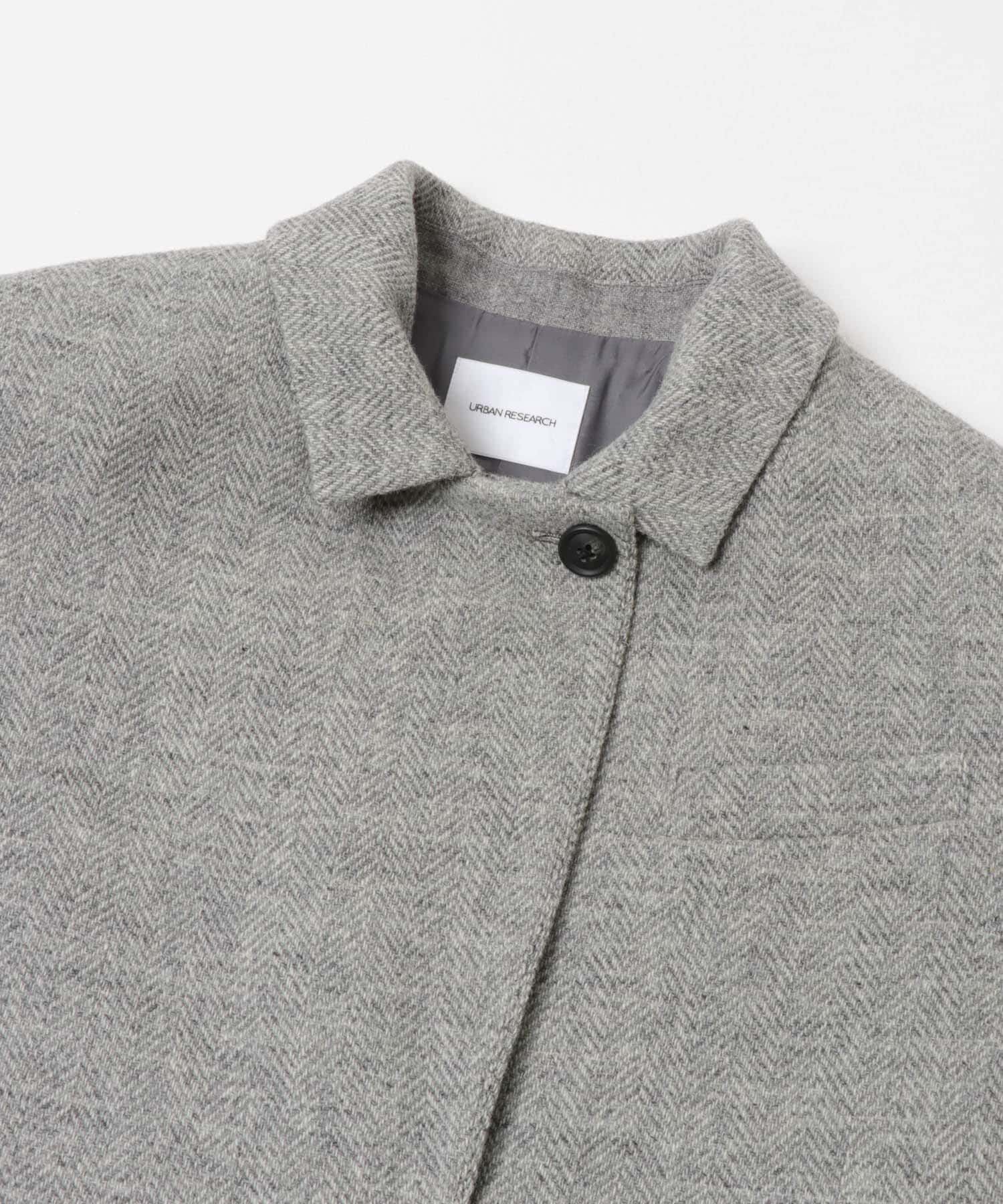 URBAN RESEARCH「ブリティッシュウールツイードジャケット」|ノーカラーコート|