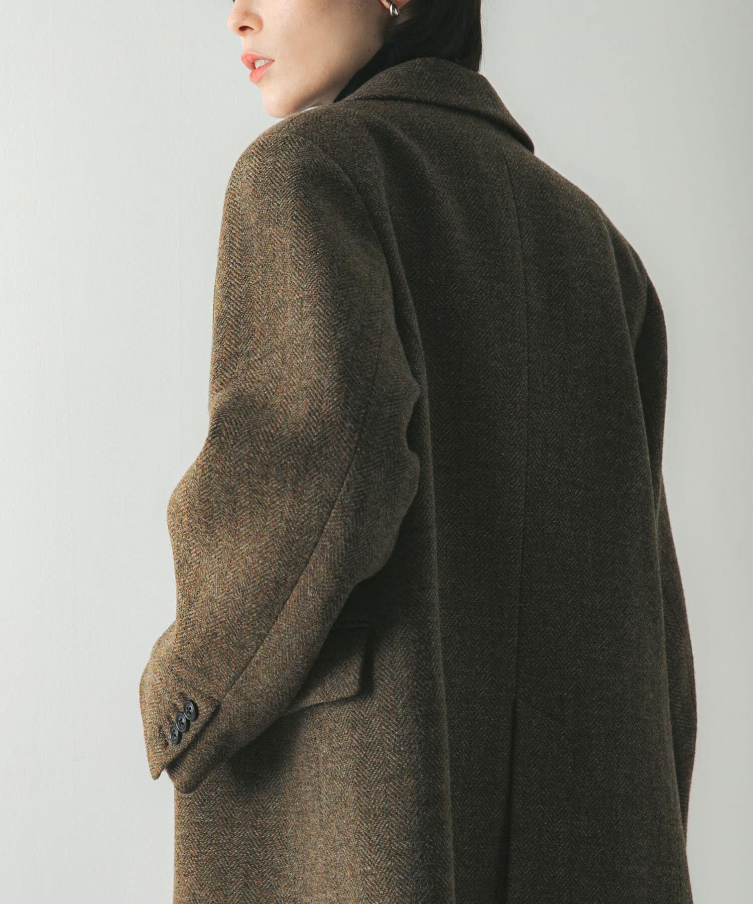 URBAN RESEARCH「ブリティッシュウールツイードジャケット」|ノーカラーコート|